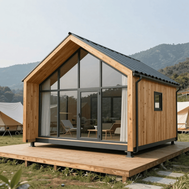 Modern Camping Resort Modular House | Prefabricated Glamping Cabin with Outdoor Deck for Tourism Projects