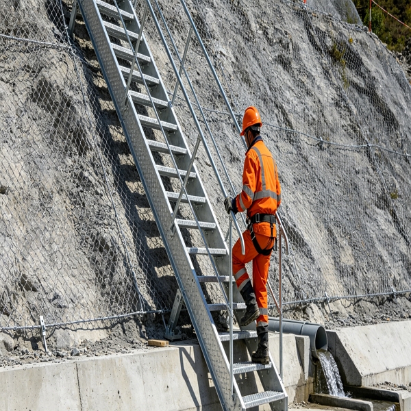 Support System Ladder in Slope Protection Operation